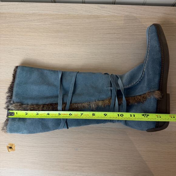 KATE KUBA Womens Festival Suede Lace Up Boots Rabbit Fur Trim Size 36 EU/5.5 US - Picture 12 of 12